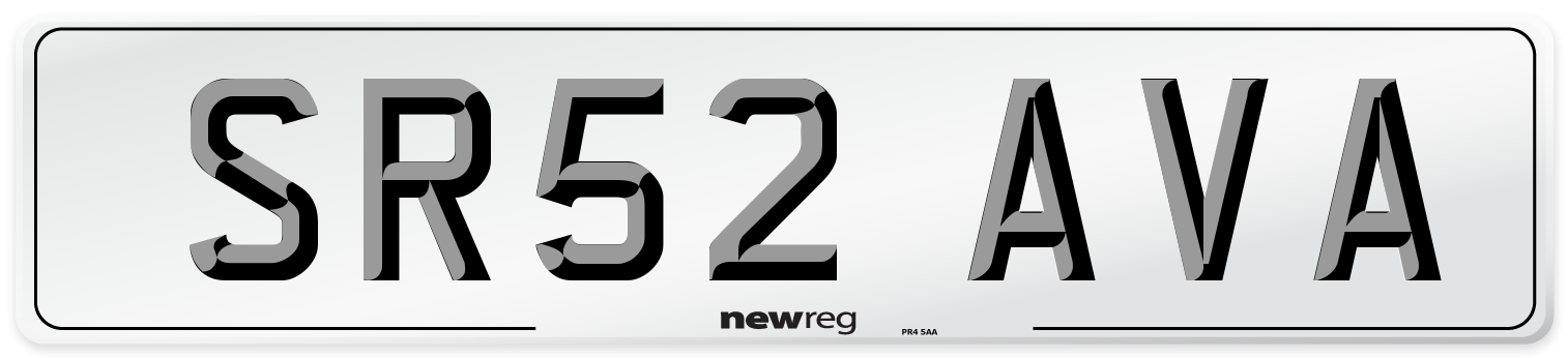SR52 AVA Number Plate from New Reg